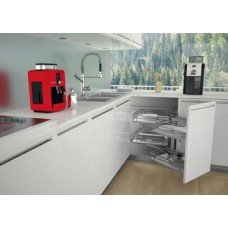 Corner Unit Swing Out Complete Set For cabinet width: 800 mm White/Chrome baskets Left hand