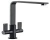 Mixer Tap Dual Lever L-Spout Abode Quantic Matt black - AT2105