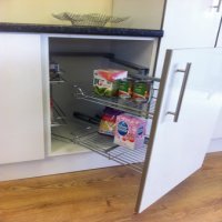 Pull and Swing Corner Storage Unit with Four Linear Silver Wire Baskets For cabinet width 1000 mm for door width 500/600 mm left handed