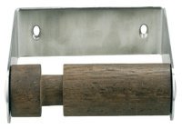 Toilet Roll Holder with Wooden Sprung Roller Cubicle Fittings Aluminium fittings for 17-21 mm board partitions Satin stainless steel finish