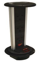 Vertical Powerdock Rated IP54 3 x UK 13 Amp Sockets Requires Ø 92 mm Drilled Hole With master switch Black and aluminium finish with black plastic top