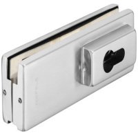 Patch Fitting Corner Patch Lock with Profile Cylinder Aperture Startec For left or right hand use Matt stainless steel finish