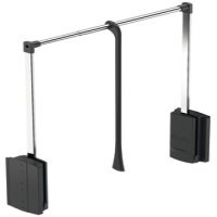 Pull Down Wardrobe Rail for Installed Height 850 mm 2004 Steel wardrobe rail plastic pull rod housing and connecting parts For internal wardrobe width 770-1200 mm chrome plated steel rail black plastic housing and connecting parts black pull rod