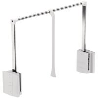 Pull Down Wardrobe Rail for Installed Height 850 mm 2004 Steel wardrobe rail plastic pull rod housing and connecting parts For internal wardrobe width 770-1200 mm chrome plated steel rail white plastic housing and connecting parts white pull rod
