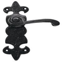 Lever Handles on Backplates Cast Iron Fleur-De-Lys Black antique Backplate for latch