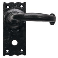 Lever Handles on Backplates Cast Iron Wessex Black antique Backplate for bathroom lock