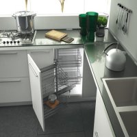 Corner Unit Swing Out Complete Set For cabinet width: 800 mm Chrome wire baskets Left hand