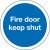 Fire Door Mandatory Sign 1 mm Thick Rigid Plastic Ø 76 mm self adhesive fixing sign: 'Fire door keep shut'