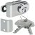 Glass Door Cylinder Lever Lock with Nut Attachment for Glass Panels from 4-10 mm With straight locking cam Closure direction 90° A (D F G)  keyed alike: key change H1 matt nickel plated