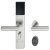 Door Terminal Set for Hotel Guest Room Doors DT 710 Dialock L-shaped lever handle satin stainless steel