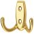 Coat Hook Double Face Fixing Zinc Alloy Hole Centres 20 mm Polished brass plated