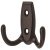 Coat Hook Double Face Fixing Zinc Alloy Hole Centres 20 mm Dark bronze coloured oiled