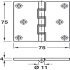 Butt Hinge Proj DPBW 75x75mm Brass SC - view 2