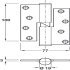 Butt Hinge Rising Grade 304 Stainless Steel Length x width: 100 x 77 mm anti-clockwise closing direction satin - view 2