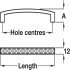 Crystal D Pull Handle Zinc Alloy Polished Chrome 128mm Fixing Centres - view 2