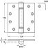 Butt Hinge 114 x 114 mm Grade 316 Stainless Steel Loadmaster ANSI hole pattern (template drilled) Radius corners polished - view 2