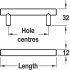 Bartram Bar Handle Steel BORB D12mm 128mm Fixing Centres - view 2