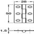 Butt Hinge 50 x 28 mm Brass Satin chrome - view 2