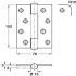 Butt Hinge Concealed Bearing 3 Knuckle Fixed Pin 102 x 76 mm Stainless Steel Staggered hole pattern Square corners satin - view 2