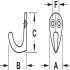 Coat Hook Single Aluminium 30-35 x 36-42 mm Height 36 mm depth 30 mm - view 3