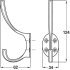 Trad Hat+Coat Hook 121.5mm Zinc Alloy SN - view 2