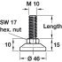 Adjusting Screw M10 Thread with Fixed Foot Length 50 mm - view 3