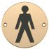 Graphic Sign Ø 76 mm 2 mm Thick Stainless Steel Brass or Aluminium Black silk screened symbol Symbol: Male satin stainless steel 987.15.200