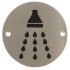 Graphic Sign Ø 76 mm 2 mm Thick Stainless Steel Brass or Aluminium Black silk screened symbol Symbol: Shower polished stainless steel 987.15.901