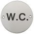Graphic Sign Ø 76 mm 2 mm Thick Stainless Steel Brass or Aluminium Black silk screened symbol Symbol: W.C. polished stainless steel 987.15.801