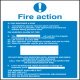 Fire Action Mandatory Sign 300 x 200 mm Rigid Plastic Drilled for screw fixing White/blue