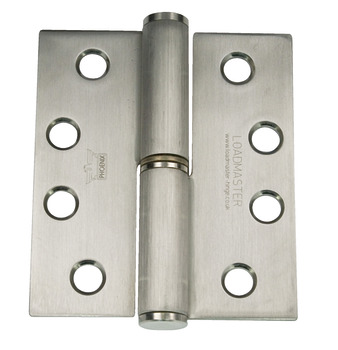 Lift-Off Hinge 102 x 89 mm Grade 316 Stainless Steel Loadmaster ANSI hole pattern (template drilled) Square corners anti-clockwise closing satin