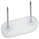 Pin Type Glide 44x16mm w 2 Nails Plastic Wht