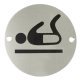 Graphic Sign Ø 76 mm 2 mm Thick Stainless Steel Brass or Aluminium Black silk screened symbol Symbol: Baby change satin stainless steel