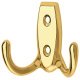 Coat Hook Double Face Fixing Zinc Alloy Hole Centres 20 mm Polished brass plated