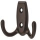 Coat Hook Double Face Fixing Zinc Alloy Hole Centres 20 mm Dark bronze coloured oiled