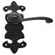Lever Handles on Backplates Cast Iron Fleur-De-Lys Black antique Backplate for latch
