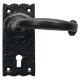 Lever Handles on Backplates Cast Iron Wessex Black antique Backplate for lever lock standard keyway
