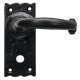 Lever Handles on Backplates Cast Iron Wessex Black antique Backplate for bathroom lock