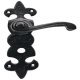 Lever Handles on Backplates Cast Iron Fleur-De-Lys Black antique Backplate for bathroom lock
