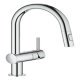 Mixer Tap Single Lever Pull Out Spray C-Spout Grohe Vento Polished chrome Grohe model 30 438 000