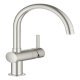 Mixer Tap Single Lever Monobloc C-Spout Grohe Minta Contemporary Brushed super steel Grohe model 30 427 DC0
