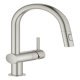 Mixer Tap Single Lever Pull Out Spray C-Spout Grohe Vento Brushed super steel Grohe model 30 438 DC0
