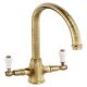 Mixer Tap Dual Lever C-Spout Abode Ludlow Antique brass - AT1028