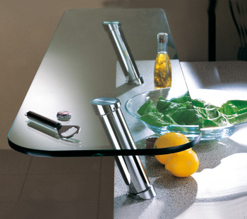 Breakfast Bar Support 20° for Gluing for Fixing to Glass Countertops Matt chrome - view 2