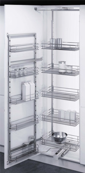 Swing Out Pantry Unit Complete Set Full Extension Vauth Sagel VS TAL Gate Pro For cabinet width 500 mm with saphir mesh chrome wire baskets basket width 365/400 mm installed height 1700-1950 mm