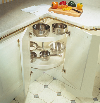 Carousel Set Cream-White Plastic Three-Quarter Circle for Corner Unit Suitable for 800 x 800 mm corner cabinets Spindle height 708-754 mm