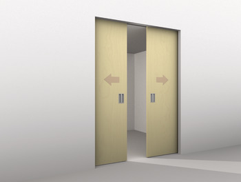 Fitting Set for Sliding Interior Doors with Simultaneous Action Hawa-Symmetric 80 Top hung system For 2 bi-parting doors
