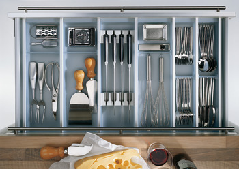 Cutlery Tray Set for Blum Tandembox Ninka Cuisio  For cabinets with 15/16 or 18/19 mm board thickness (variable soft edges) For drawer depth 500 mm for cabinet width 600 mm frosted white - view 2
