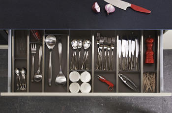 Cutlery Tray Set for Matrix Box P and Grass Nova Pro Ninka Cuisio For drawer box depth 450 mm for cabinet width 800 mm graphite - view 2