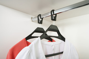 Coat Hanger Anti-Theft Width 418 mm For use with max. Ø 38 mm wardrobe rail Black finish